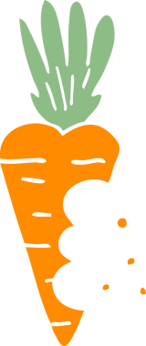 Bir insan tarafından çizilmiş ısırık izleri olan karalama havucu.