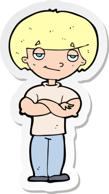 Bir insan tarafından çizilmiş kendini beğenmiş bir adamın çıkartması.