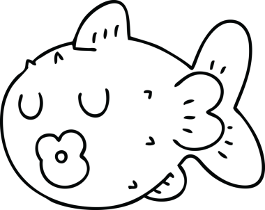 Bir insan tarafından çizilmiş garip karikatür balığı çizimi