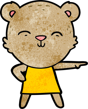 Bir insan tarafından çizilmiş mutlu çizgi film ayısı.