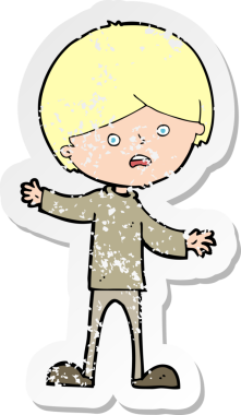 Bir insan tarafından çizilmiş mutsuz bir çocuk çizgi filminin gerilimli yapıştırması.