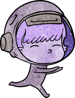 Bir insan tarafından çizilmiş meraklı astronot çizgi filmi.