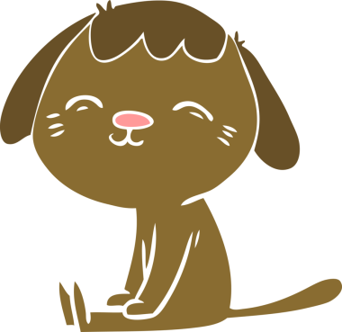 happy flat color style cartoon dog sitting drawn by a human