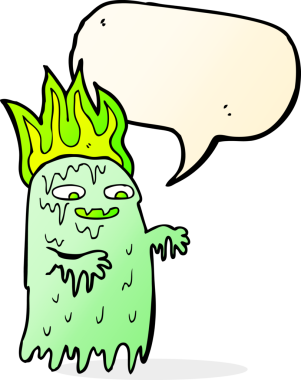 Bir insan tarafından çizilmiş konuşma baloncuğu olan karikatür hayaleti.