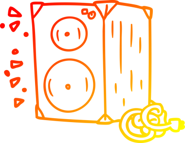 warm gradient line drawing of a cartoon amplifier drawn by a human