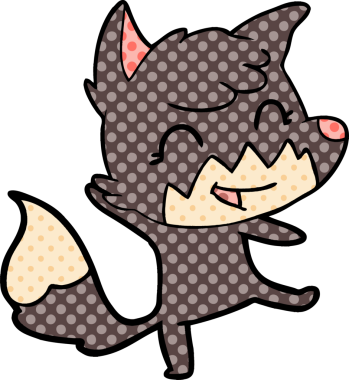 Bir insan tarafından çizilmiş mutlu çizgi film tilkisi.