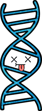 Bir insan tarafından çizilmiş DNA ipliğinin retro grunge desen karikatürü