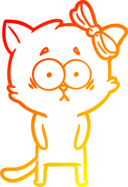 Bir insan tarafından çizilmiş çizgi film kedisinin sıcak çizgi çizimi