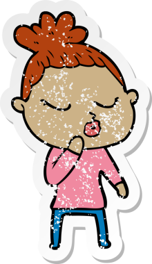 Bir insan tarafından çizilmiş sakin bir karikatür çıkartması.