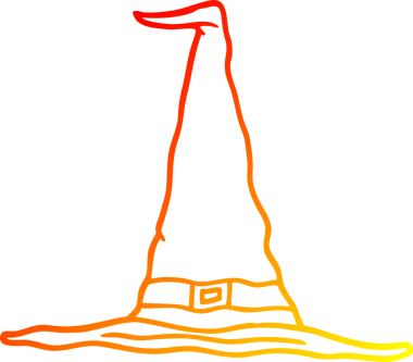 Bir insan tarafından çizilmiş bir cadı şapkasının sıcak çizgi çizimi.