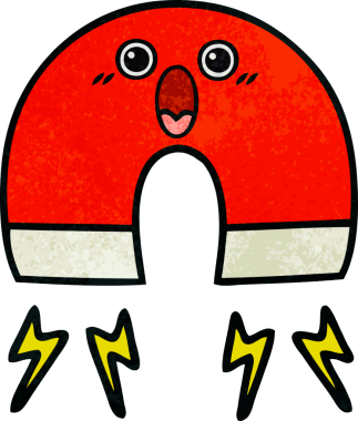 Bir insan tarafından çizilmiş mıknatısın grunge desen karikatürü