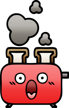 Bir insan tarafından çizilmiş tost makinesinin gölgelenmiş karikatürü.