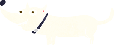 Bir insan tarafından çizilmiş mutlu bir köpek.