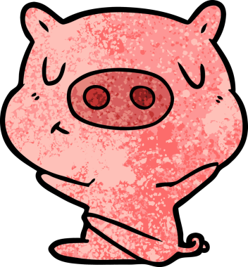 Bir insan tarafından çizilmiş çizgi film içerikli domuz.