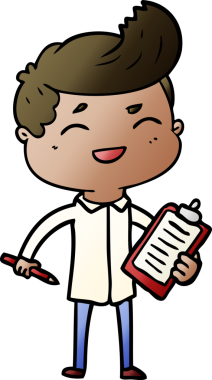 Bir insan tarafından çizilmiş, gülen bir satıcı.