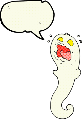 Bir insan tarafından çizilmiş serbest çizilmiş çizgi roman konuşma balonu Cadılar Bayramı hayaleti.