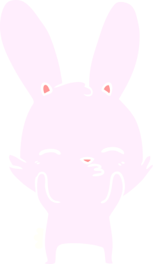 Bir insan tarafından çizilmiş garip dalgalı tavşancık düz renkli çizgi film