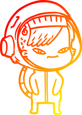 Bir insan tarafından çizilmiş bir astronot kadın çizgi çizimi.