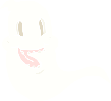 Düz renkli karikatür bir insan tarafından çizilmiş ürkütücü hayalet