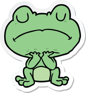 Bir insan tarafından çizilmiş karikatür kurbağasının çıkartması.