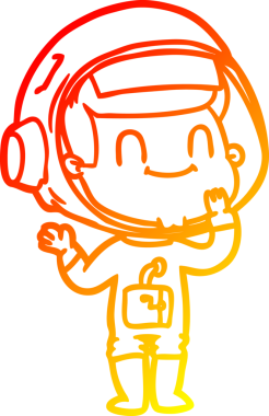 Bir insan tarafından çizilmiş mutlu bir astronot çizgi roman çizimi.