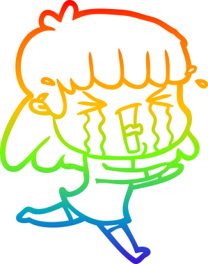 Gökkuşağı gradyan çizgi çizimi Bir insan tarafından çizilmiş gözyaşları içinde bir çizgi kadın