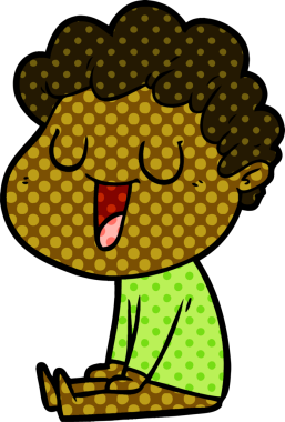 Bir insan tarafından çizilmiş gülen karikatür adam.