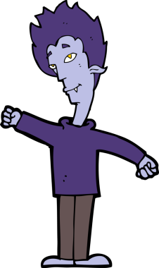 Bir insan tarafından çizilmiş vampir adam çizgi filmi.