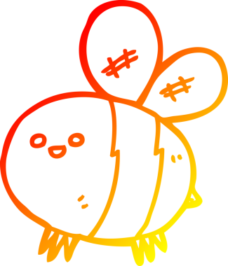 Bir insan tarafından çizilmiş karikatür arısının sıcak çizgi çizimi