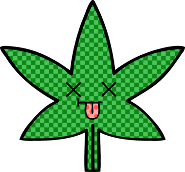 Bir insan tarafından çizilmiş marihuana yaprağının karikatürü.