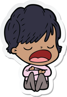 Bir insan tarafından çizilmiş bir karikatür kadının çıkartması.