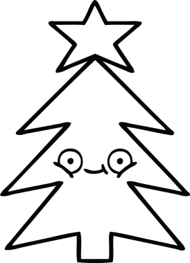 Bir insan tarafından çizilmiş bir noel ağacının çizgi çizimi