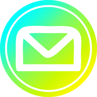 Zarf harfi dairesel simgesi, bir insan tarafından çizilen havalı gradyan bitiş