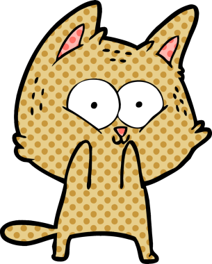 Bir insan tarafından çizilmiş çizgi film kedisi.