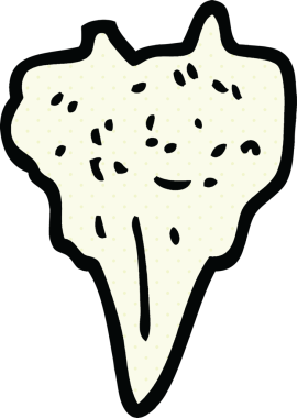 comic book style cartoon dog tooth drawn by a human