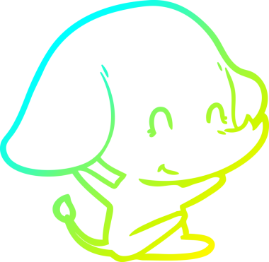 Bir insan tarafından çizilmiş şirin bir filin soğuk gradyan çizgisi