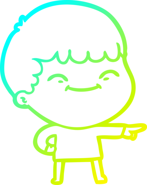 Bir çizgi film karakteri çizen soğuk çizgi bir insan tarafından çizilmiş mutlu çocuk.