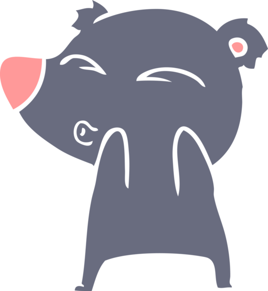 Düz renkli çizgi film ıslık çalan ayı insan tarafından çizilmiş.