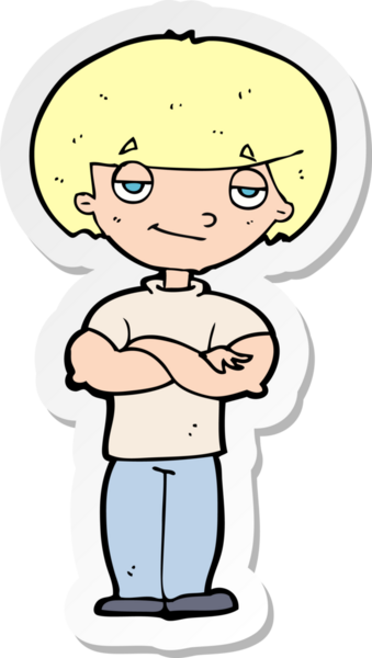 Bir insan tarafından çizilmiş kendini beğenmiş bir adamın çıkartması.