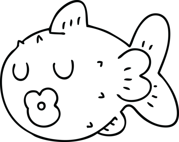 Bir insan tarafından çizilmiş garip karikatür balığı çizimi