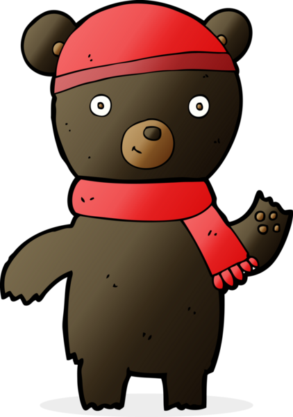 Bir insan tarafından çizilmiş siyah ayı sallayan çizgi film.