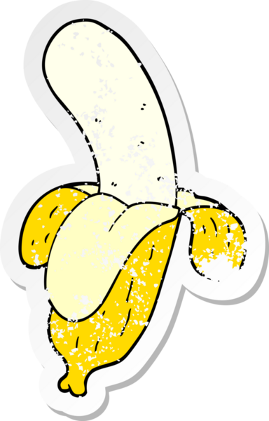 Bir insan tarafından çizilmiş karikatür muzunun sıkıntılı etiketi.