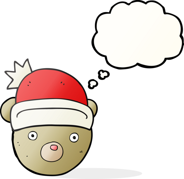 İnsan tarafından çizilmiş bir noel şapkası takan oyuncak ayı.