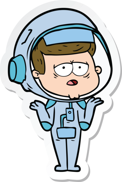 Bir insan tarafından çizilmiş yorgun bir astronotun çıkartması.