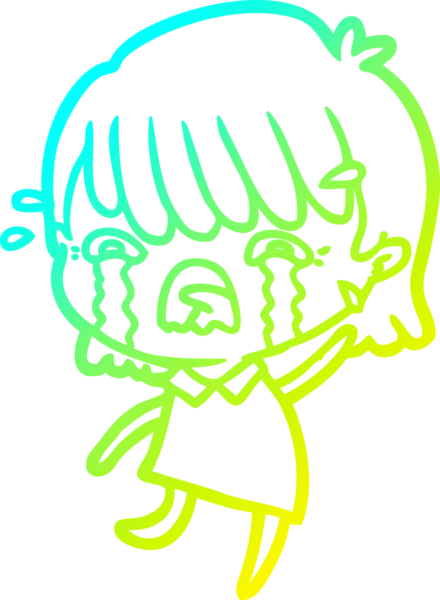 Bir insan tarafından çizilmiş ağlayan bir çizgi film kızı çizimi.