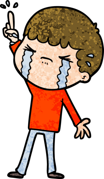 Bir insan tarafından çizilmiş ağlayan çizgi film adamı.