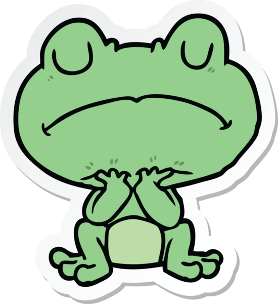 Bir insan tarafından çizilmiş karikatür kurbağasının çıkartması.