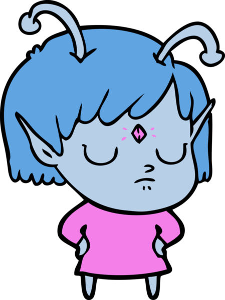 Bir insan tarafından çizilmiş uzaylı kız.