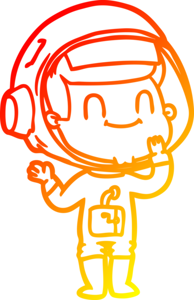 Bir insan tarafından çizilmiş mutlu bir astronot çizgi roman çizimi.