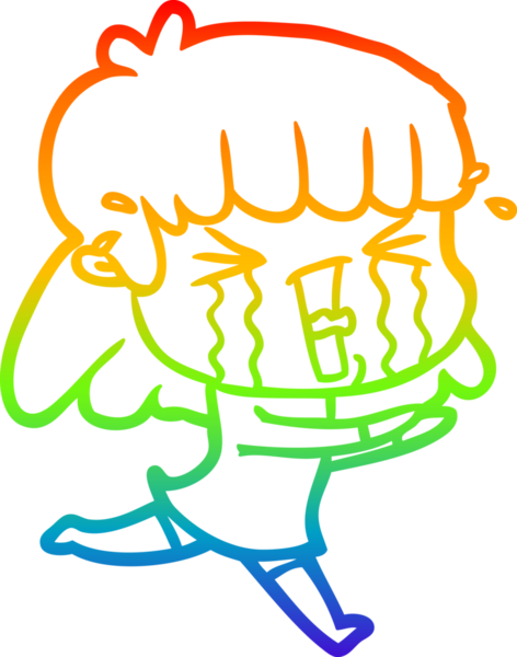 Gökkuşağı gradyan çizgi çizimi Bir insan tarafından çizilmiş gözyaşları içinde bir çizgi kadın